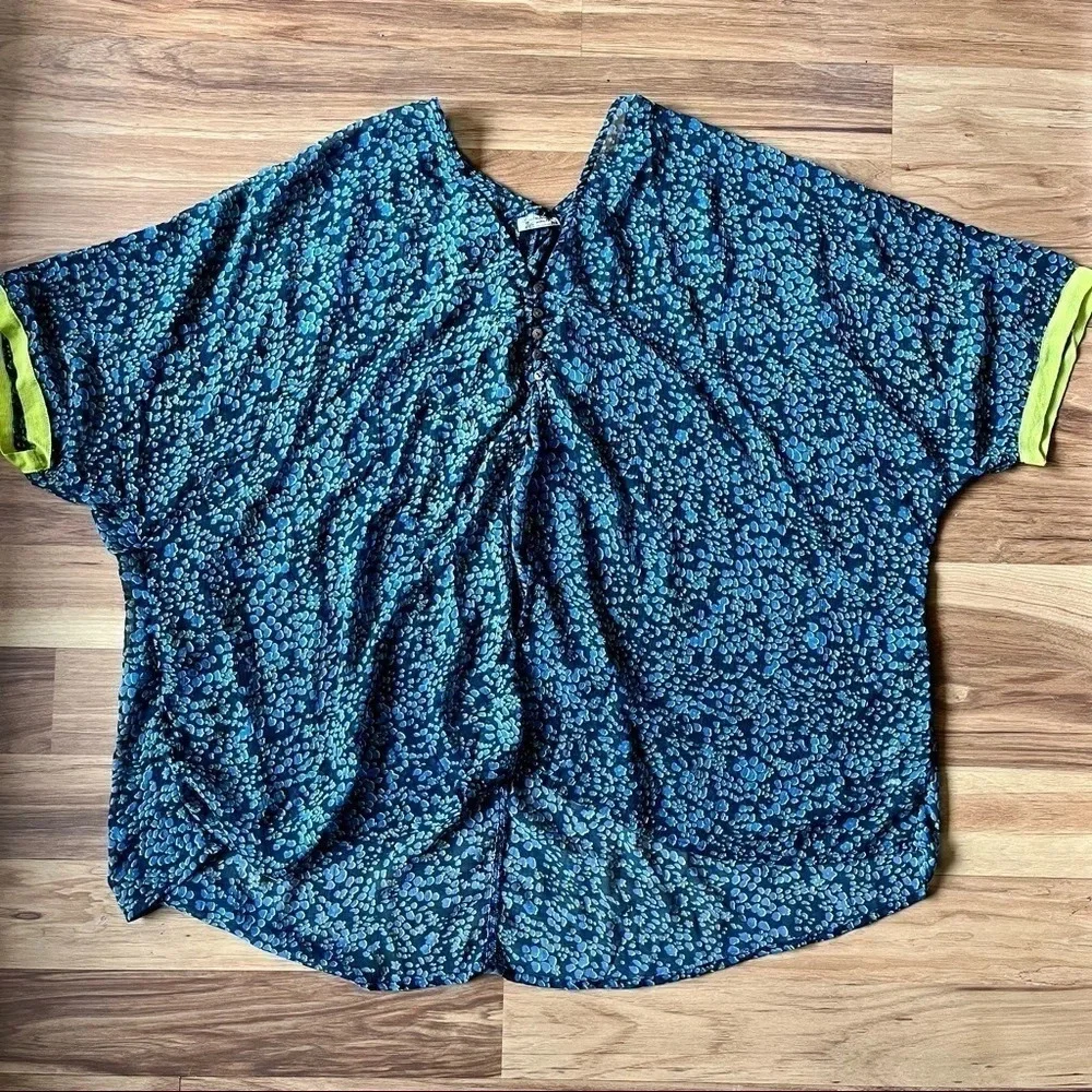 NEW Free People Sleepin' In Shirt Swim Coverup Blue Green M